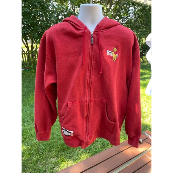 Disney Store Pooh 1966 Classic Red Zip-Up Hoodie Large Mens Winnie The Pooh - Picture 1 of 8